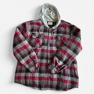 Wrangler Authentics Men's Hooded Flannel Shirt Jacket 2XL